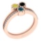 Certified 0.45 Ctw Treated Fancy Black and White Diamond I1/I2 14k Rose Gold Vintage Style Ring