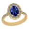 2.97 Ctw VS/SI1 Tanzanite And Diamond 18K Yellow Gold Engagement Halo Ring