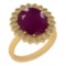 9.15 Ctw SI2/I1 Ruby And Diamond 18K Yellow Gold Ring