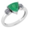 Certified 2.25 Ctw Emerald And Diamond Ladies Fashion Halo Ring 14k White Gold (VS/SI1) MADE IN USA