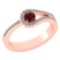 Certified 1.30Ctw Garnet And Diamond 18k Rose Gold Halo Ring (VS/SI1) MADE IN USA