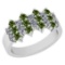 Certified 1.51 Ctw I2/I3 Green Sapphire And Diamond 10K White Gold Band Ring