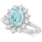 Oval Aquamarine and Diamond Accented Ring in 14k White Gold 3.60ctw