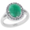 2.78 Ctw SI2/I1 Emerald And Diamond 14K White Gold Ring
