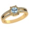 0.74 Ctw SI2/I1 Aquamarine And Diamond 14k Yellow Gold Anniversary Halo Ring