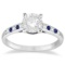 Cathedral Sapphire and Diamond Engagement Ring 14k White Gold 1.20ctw