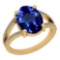 Certified 5.45 Ctw VS/SI1 Tanzanite and Diamond 14K Yellow Gold Vintage Style Ring