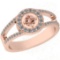 0.65 Ctw SI2/I1 Morganite And Diamond 14K Rose Gold Vintage Style Ring