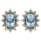 Certified 1.24 Ctw Aquamarine And Diamond 18k Yellow Gold Halo Stud Earrings (VS/SI1) MADE IN USA