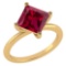 Certified 3.00 Ctw Ruby Ladies Fashion 14K Yellow Gold Solitaire Ring MADE IN USA