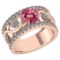 Certified 2.00 Ctw Pink Tourmaline And Diamond Ladies Fashion Halo Ring 14K Rose Gold (VS/SI1) MADE