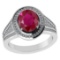 Certified 2.60 CTW Genuine Ruby And Diamond 14K White Gold Ring