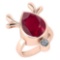 Certified 5.75 Ctw Ruby And Diamond Ladies Fashion Halo Ring 14k Rose Gold MADE IN USA (VS/SI1)