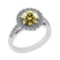 Certified 2.25 Ctw SI1/SI2 Natural Light Fancy Yellow And White Diamond 14K White Gold Anniversary H