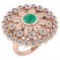 2.27 Ctw I2/I3 Emerald And Diamond 14K Rose Gold Antique Style Engagement Ring