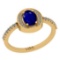 0.95 Ctw SI2/I1 Blue Sapphire And Diamond 14K Yellow Gold Ring