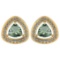 1.42 Ctw Green Amethsyt And Diamond 14k Yellow Gold Stud Earrings