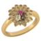 Certified .55 CTW Genuine Pink Tourmaline And Diamond 14K Yellow Gold Ring