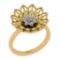 0.65 Ctw i2/i3 Treated Fancy Yellow and White Diamond 14K Yellow Gold Flower Engagement Halo Ring