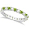 Diamond and Peridot Eternity Ring Stackable Band 14K White Gold 0.64ctw