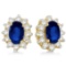 Oval Blue Sapphire and Diamond Accents Earrings 14k Yellow Gold 2.05ctw