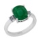 3.10 Ctw SI2/I1 Emerald And Diamond 14K White Gold Ring