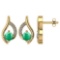 Certified .51 CTW Genuine Emerald And Diamond (G-H/SI1-SI2) 14K Yellow Gold Stud Earring
