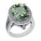 14.82 Ctw SI2/I1 Green Amethyst And Diamond 14k White Gold Vintage Style Ring
