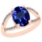 5.00 Ctw VS/SI1 Tanzanite And Diamond 14K Rose Gold halo Ring