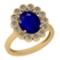 2.42 Ctw I2/I3 Blue Sapphire And Diamond 14K Yellow Gold Ring