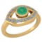 Certified 0.49 Ctw Emerald And Diamond Ladies Fashion Halo Ring 14K Yellow Gold (VS/SI1) MADE IN USA