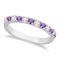 Diamond and Amethyst Ring Guard Stackable Band 14k White Gold 0.32ctw