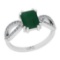 1.82 Ctw SI2/I1 Emerald And Diamond 14K White Gold Ring