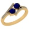 0.65 Ctw I2/I3 Blue Sapphire And Diamond 14K Yellow Gold Ring