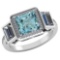 Certified 3.15 CTW Genuine Aquamarine And Diamond 14K White Gold Ring