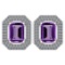 3.66 Ctw Amethyst And Diamond 14k White Gold Halo Stud Earring