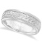 Hand Engraved Wedding Band Carved Ring in 14k White Gold 4.5mm