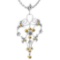 Certified 1.68 Ctw I2/I3 Yellow Sapphire And Diamond 14K White Gold Victorian Style Necklace