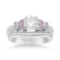 Butterfly Diamond and Pink Sapphire Bridal Set 14k White Gold 1.42ctw