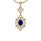 3.25 Ctw SI2/I1 Blue Sapphire And Diamond 14K Yellow Gold Pendant
