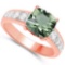 Certified 2.35 CTW Genuine Green Amethyst And Diamond 14K Rose Gold Ring