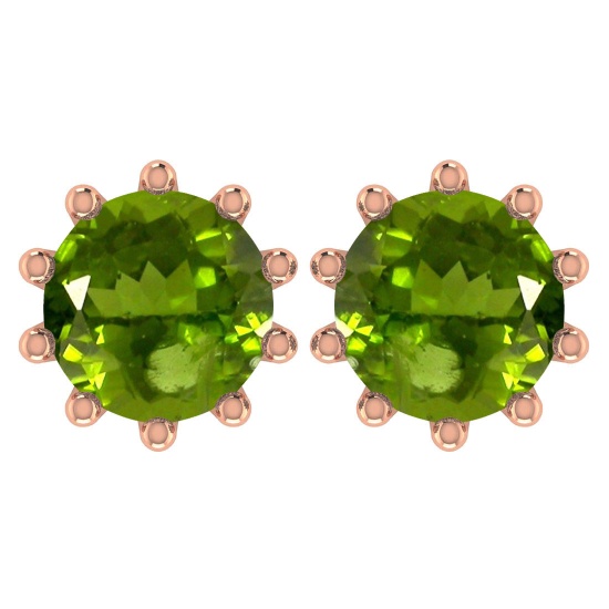 2.00 Ctw SI2/I1 Peridot 14K Rose Gold Stud Earring