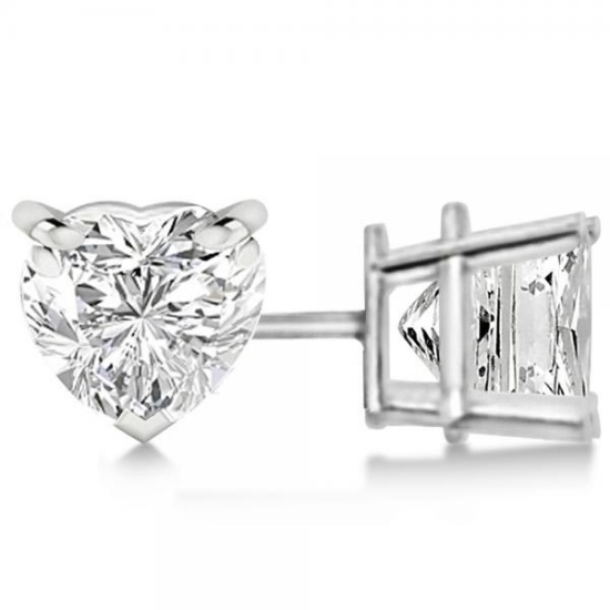 0.75ctw Heart-Cut Diamond Stud Earrings 14kt White Gold J-K, SI1-SI2