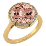 Certified 2.42 Ctw Morganite And Diamond Halo Ring 14K Yellow Gold