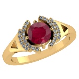 Certified 1.22 Ctw Ruby And Diamond 14k Yellow Gold Halo Ring