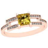 0.90 Ctw I2/I3 Citrine And Diamond 10K Rose Gold Ring