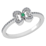 Certified 0.24 Ctw Emerald And Diamond 18k White Gold Halo Ring