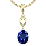 Certified 4.23 Ctw VS/SI1 Tanzanite And Diamond 14k Yellow Gold Victorian Style Necklace