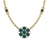 1.08 Ctw i2/i3 Treated Fancy Blue Diamond 14K Yellow Gold Necklace