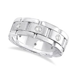 Mens Wide Band Diamond Eternity Wedding Ring 14kt White Gold 0.40ctw
